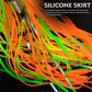 Silicone skirt fishing lure skirt, orange and neon green strands with holographic accents