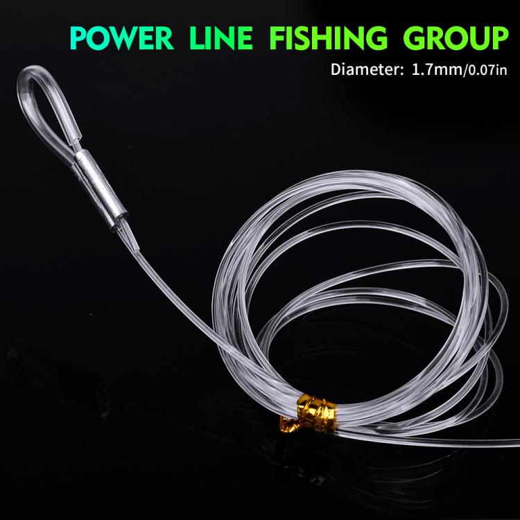 Clear fishing line with metal connector and transparent leader for trolling lure rig