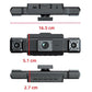 Car dash camera with three lenses (left, center, right) in dark gray housing