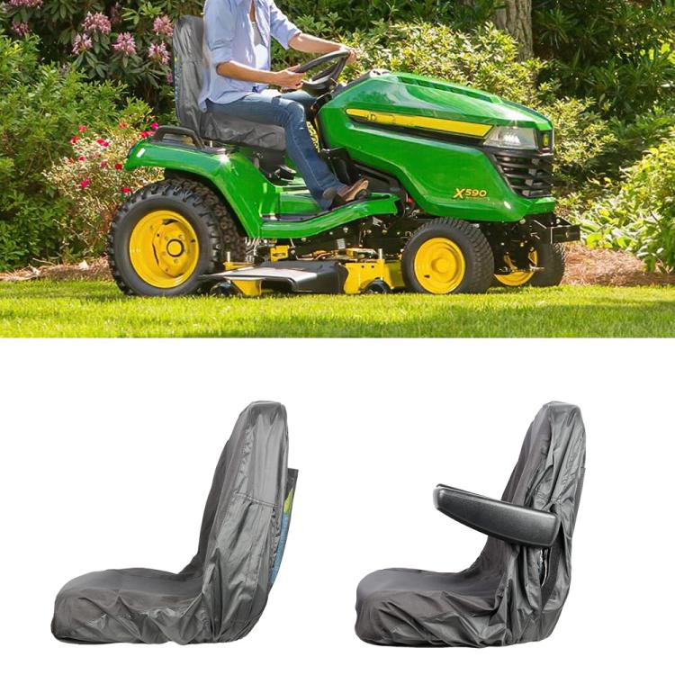 Pack of two dark gray lawn mower seat covers with contoured high-back design