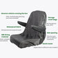 Dark gray tractor seat cover with waterproof fabric, side opening, and elastic hem