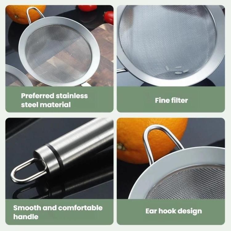 LsCook Single Hook Strainer Spoon 304 Stainless Steel Filter Mesh, 12cm