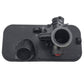 Mechanical carburetor with black body, red control element, and intake tube