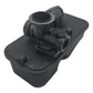 Mechanical carburetor with black housing, mounted ports and intake manifold opening