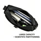 Men's black sling bag with open interior showing padded compartments