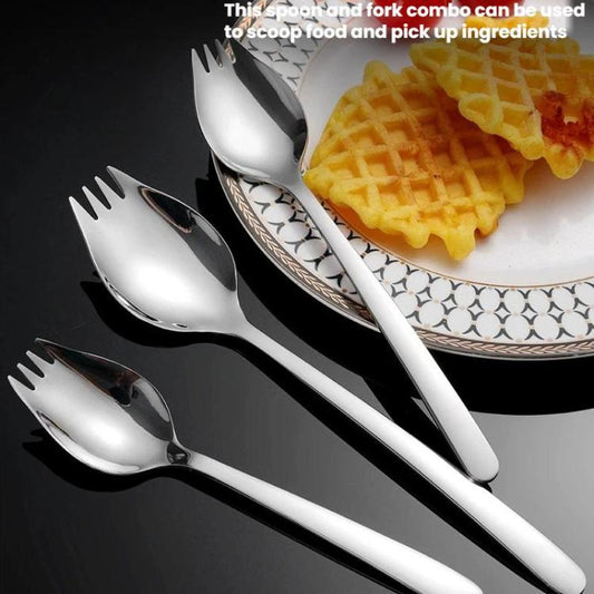 LsCook 304 Stainless Steel Salad Spoon Fork Instant Noodle Pasta Fork, Medium