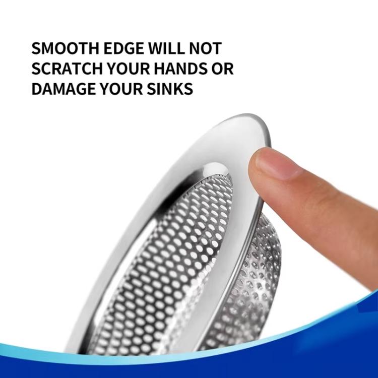 Smooth-edged wide-rim sink strainer with fine perforated stainless mesh