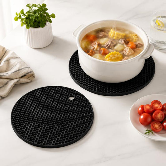 LsCook Round Honeycomb Silicone Placemat Heat-Resistant Non-Slip Insulation
