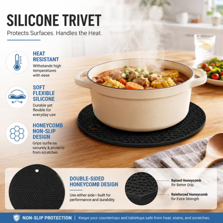 LsCook Round Honeycomb Silicone Placemat Heat-Resistant Non-Slip Insulation