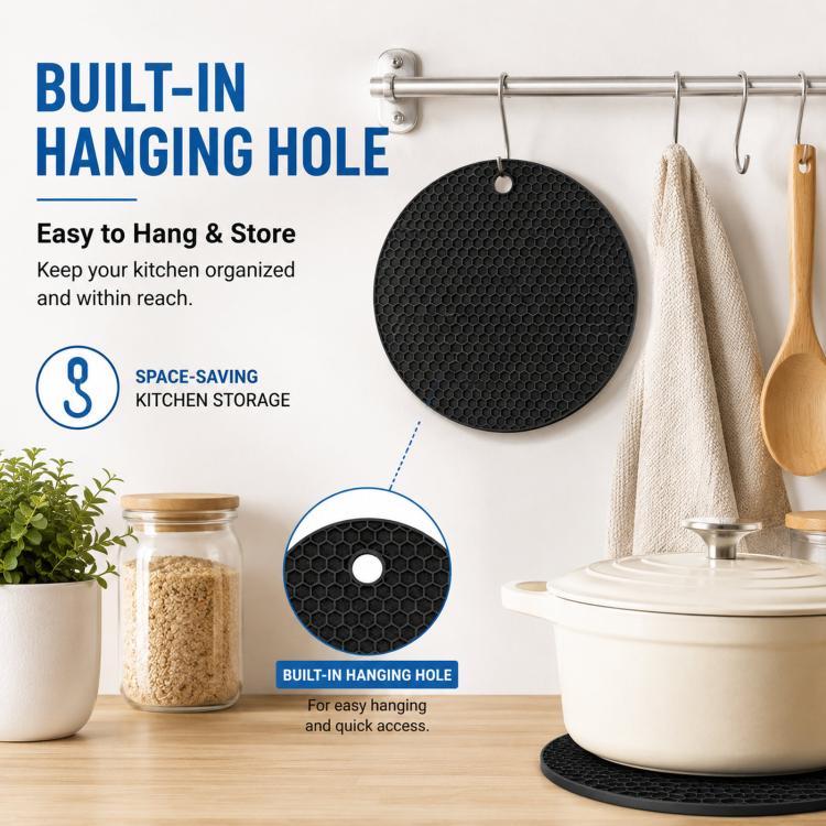 LsCook Round Honeycomb Silicone Placemat Heat-Resistant Non-Slip Insulation