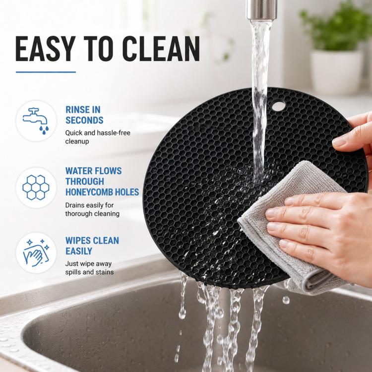 LsCook Round Honeycomb Silicone Placemat Heat-Resistant Non-Slip Insulation