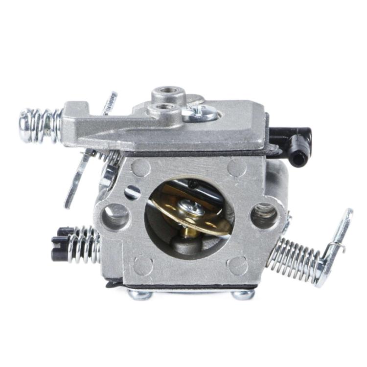 Carburetor assembly with air intake opening and metal choke lever