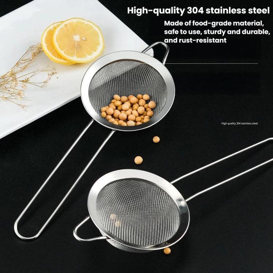 304 Stainless Steel Milk Juice Mesh Strainer Ultra-Fine Kitchen Flour Sifter, Round Base