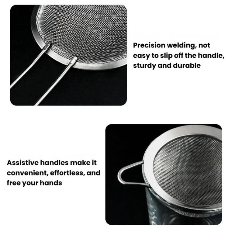 304 Stainless Steel Milk Juice Mesh Strainer Ultra-Fine Kitchen Flour Sifter, Round Base