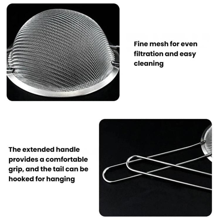 304 Stainless Steel Milk Juice Mesh Strainer Ultra-Fine Kitchen Flour Sifter, Round Base
