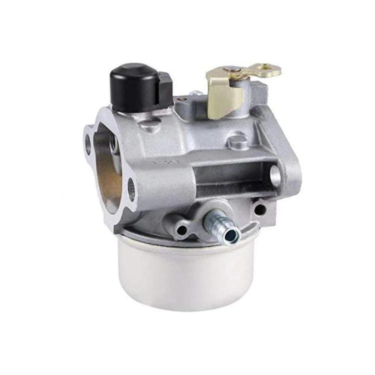 Lawn mower carburetor assembly with silver housing and black top cap