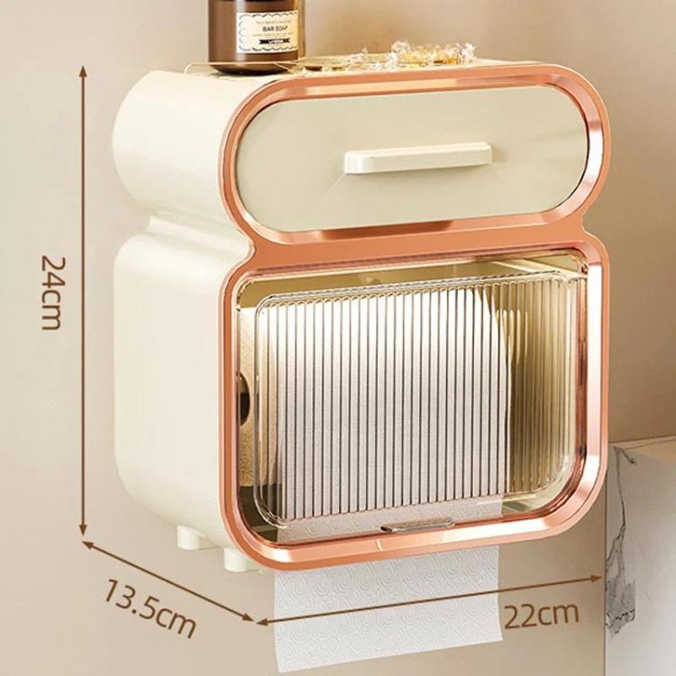 White tissue storage rack with orange frame and open slatted roll compartment