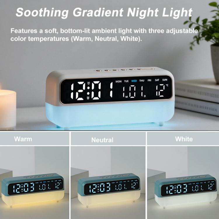 Multi-Function Digital Alarm Clock With Dimmable Night Light, Date/Weekday/Temperature, Dual Alarms, Timer Function, USB Charging Port