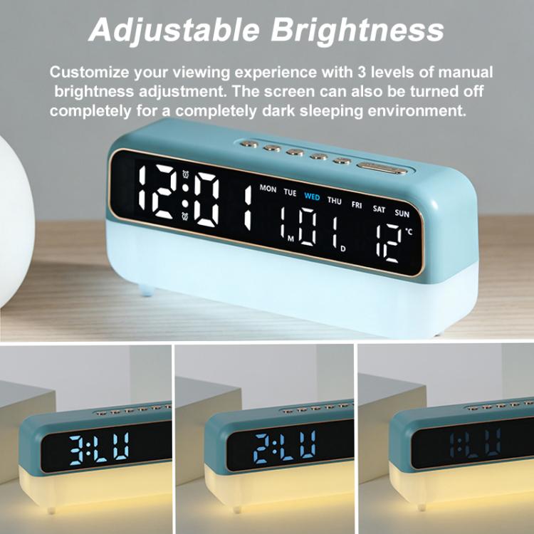 Multi-Function Digital Alarm Clock With Dimmable Night Light, Date/Weekday/Temperature, Dual Alarms, Timer Function, USB Charging Port
