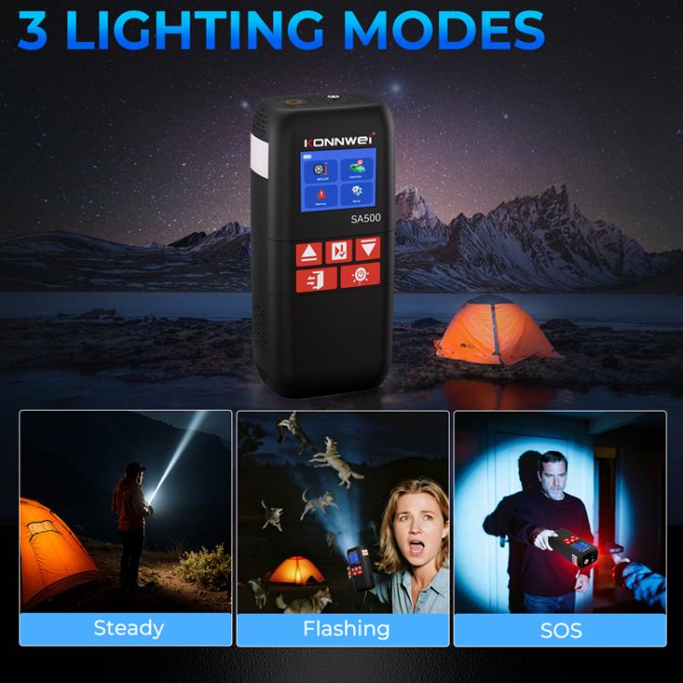 Portable tire inflator with built-in lighting modes and compact black body