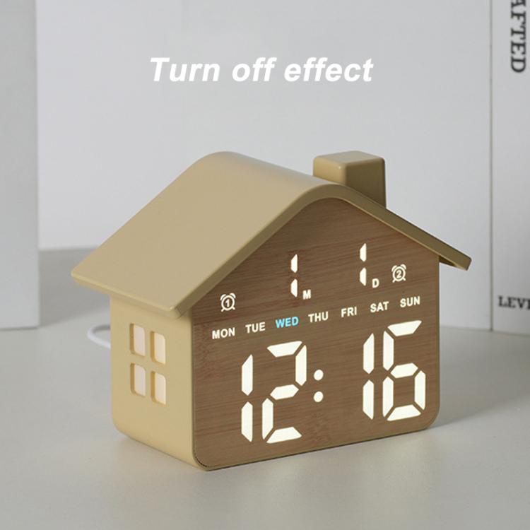 House-Shaped Digital Alarm Clock with Night Light Dual Alarms & Timer Function, 3-Level Brightness, GH8063 Yellow, GH8063 Gray