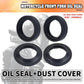 Four black motorcycle front fork oil seal and dust cover rings