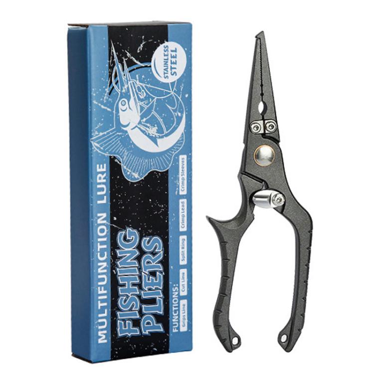 Stainless steel fishing lure pliers with solid handle, multi-function hook remover