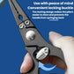Locking fishing pliers close-up with textured grip and dark metal hook-removal jaw