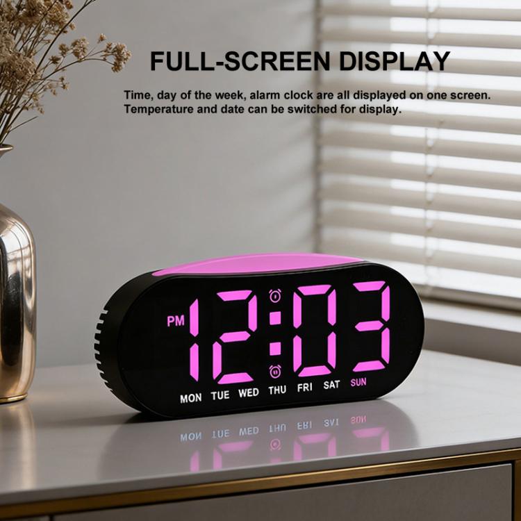 Digital Alarm Clock for Bedroom With Atmosphere Night Light, 2 Alarms, Week/Date/Temperature Display