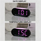 Digital Alarm Clock for Bedroom With Atmosphere Night Light, 2 Alarms, Week/Date/Temperature Display