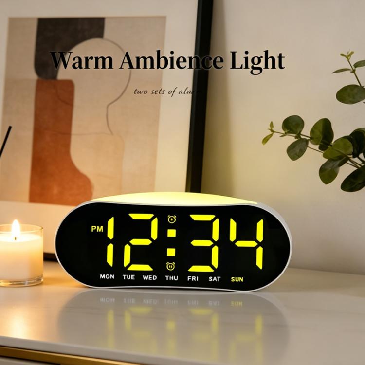 Digital Alarm Clock for Bedroom With Atmosphere Night Light, 2 Alarms, Week/Date/Temperature Display