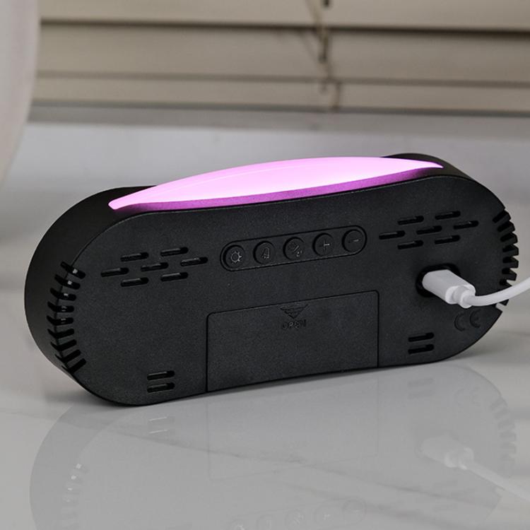 Digital Alarm Clock for Bedroom With Atmosphere Night Light, 2 Alarms, Week/Date/Temperature Display