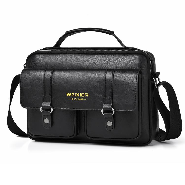WEIXIER D1109 Mens Horizontal Briefcase Messenger Bag Waterproof PU Leather Shoulder Bag Handbag