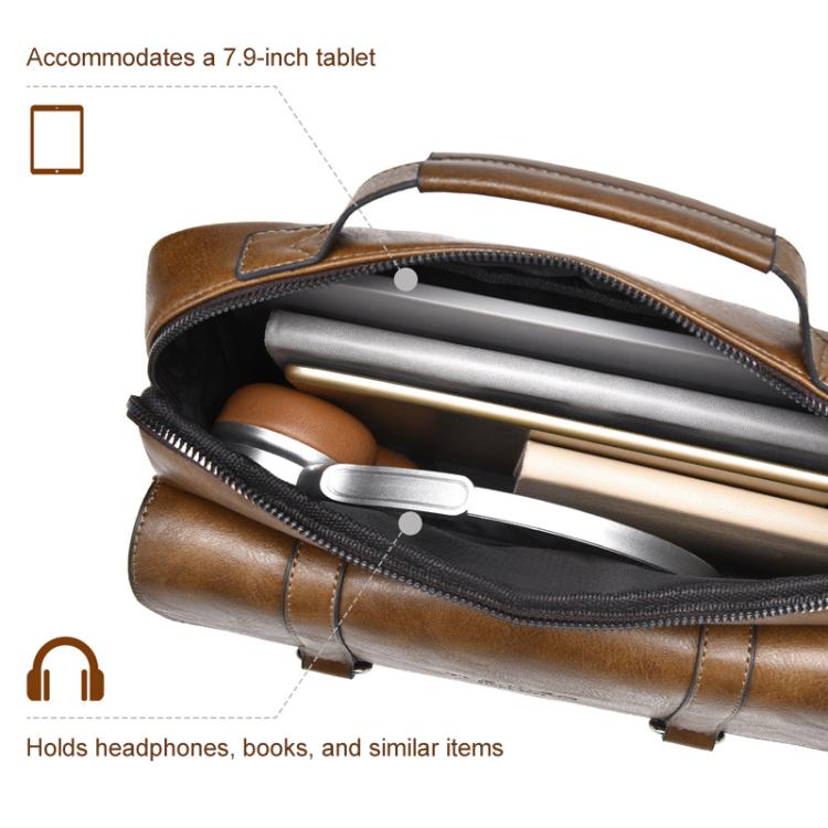 WEIXIER D1109 Mens Horizontal Briefcase Messenger Bag Waterproof PU Leather Shoulder Bag Handbag