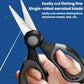 Black and gray scissors with single-sided serrated blade for cutting fishing line