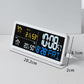 Digital wall clock weather station with compact dimensions and LCD time with sensor readings.