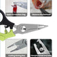 Fishing pliers with open ring and cutting jaws, lime green handle and black loop grip