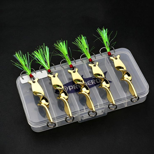 PROBEROS 5pcs /Box Spiral Metal Spinner Fishing Lures Kit 360-Degree High Speed Rotating Spoon Baits, 10G, 14G, 21G, 28G
