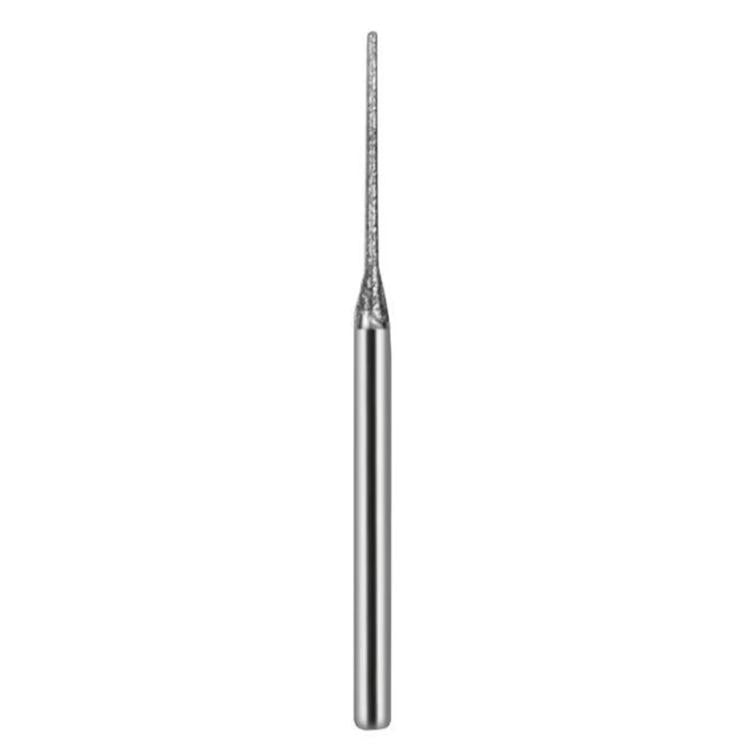 Diamond grinding drill needle bit with abrasive tip and silver cylindrical shank.