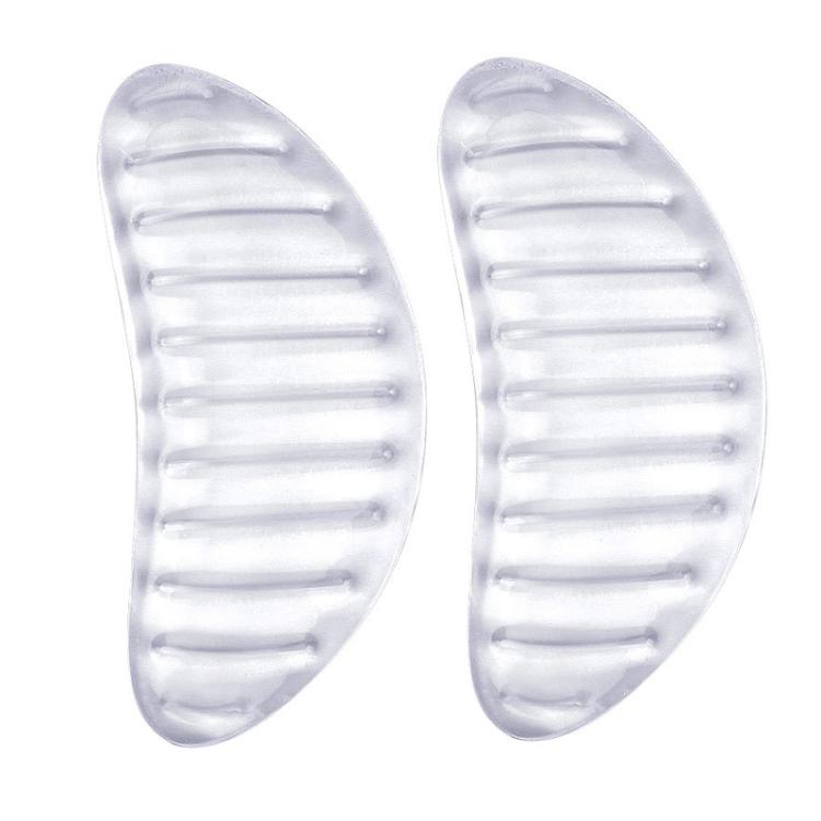 Pair of clear ridged anti-slip insoles with textured tread pattern