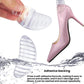 Transparent insole with adhesive backing and ridged anti-slip tread