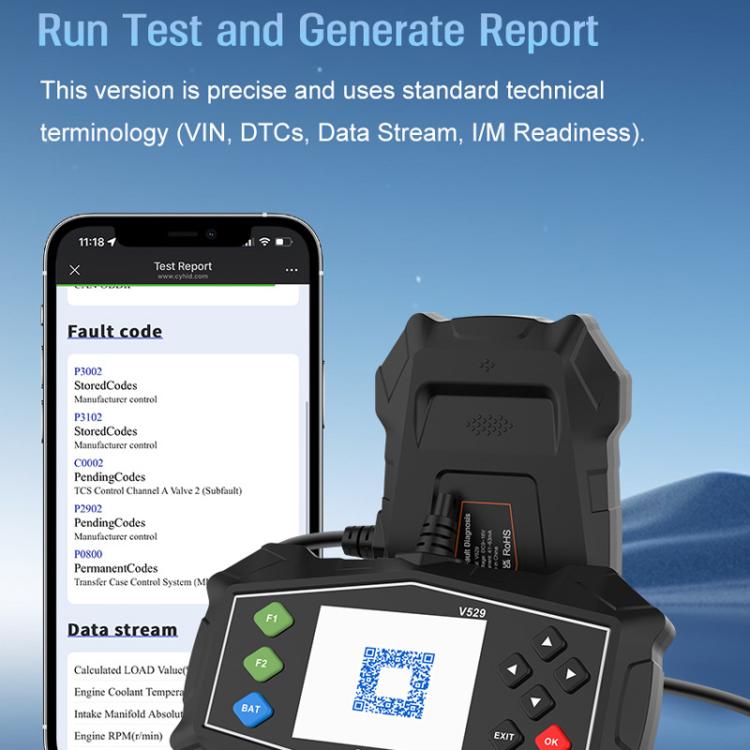 V529 OBD2 Car Fault Diagnostic Scanner Engine System Diagnostic Tool