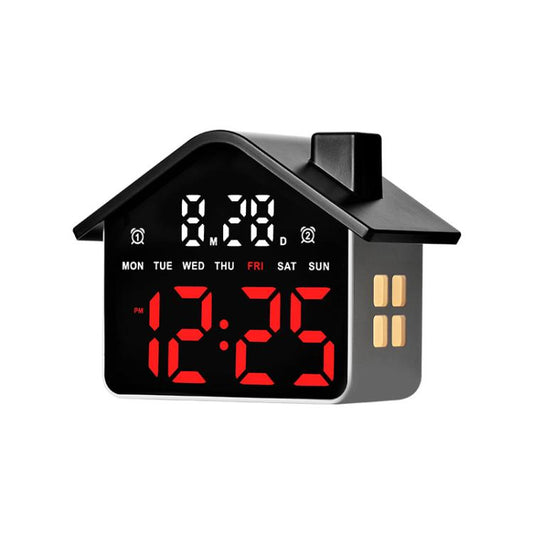 House-Shaped Digital Alarm Clock with Night Light Dual Alarms & Timer Function, 4-Level Brightness, GH9033 Black+Yellow Light, GH9033 Black+White Light, GH9033 Black+Red Light, GH9033 Black+Blue Light, GH9033 Black+Green Light, GH9033 White+White Light...