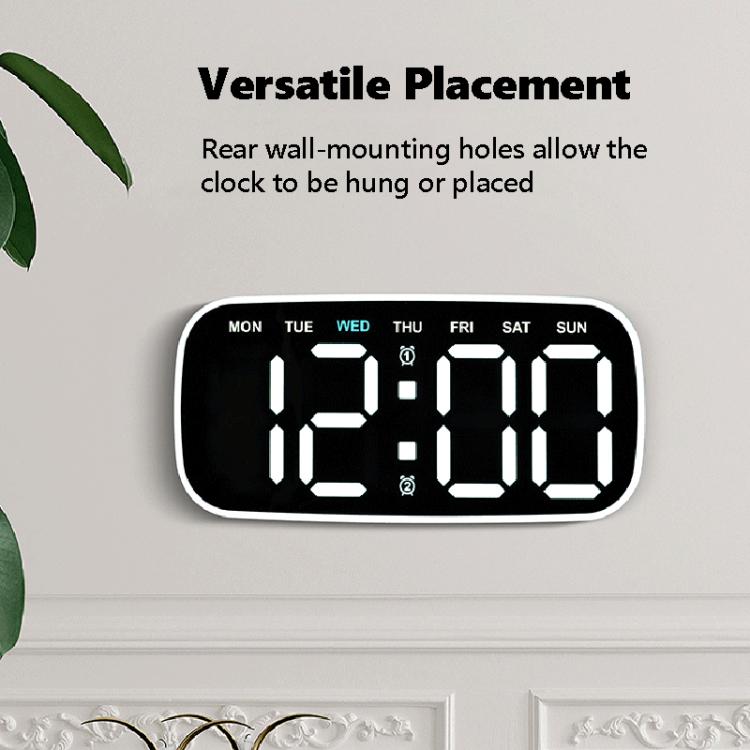 Modern Digital Wall Clock & Desk Clock LED Large Display with Date, Week, Temp, Adjustable Brightness Decorative Silent Clock