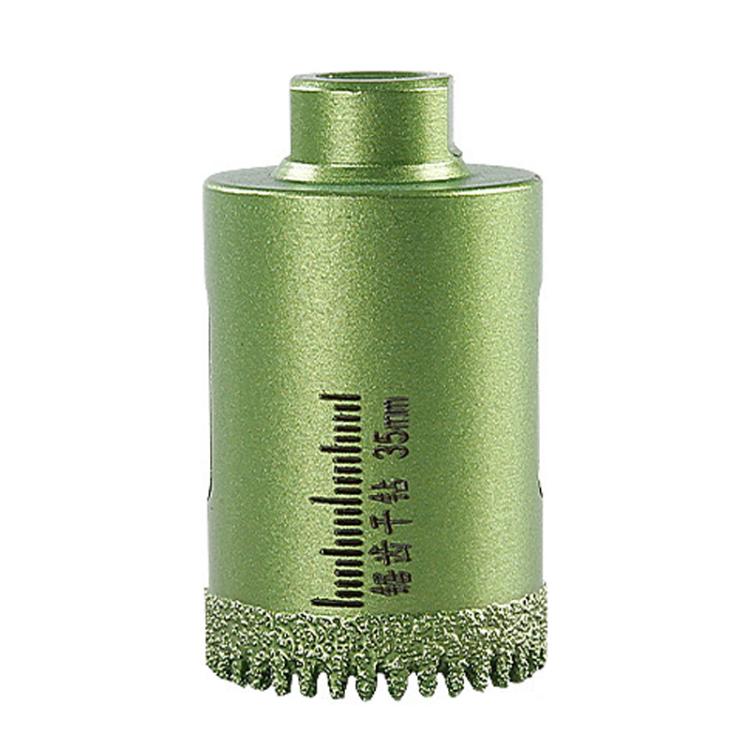 35mm tile hole saw drill bit with serrated carbide rim, green metal body