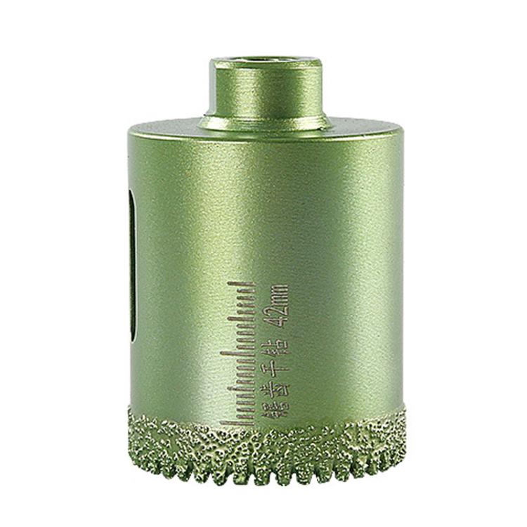 42mm tile hole saw drill bit with serrated carbide rim, green metal body