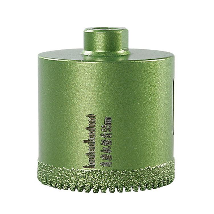 55mm tile hole saw drill bit with serrated carbide rim, green metal body