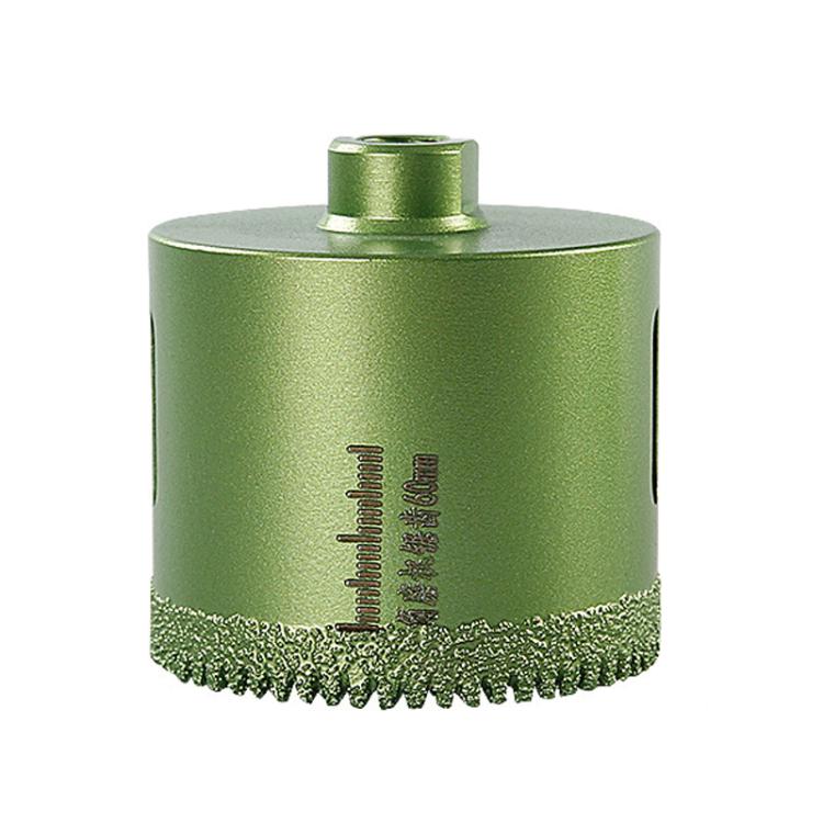 60mm tile hole saw drill bit with serrated carbide rim, green metal body
