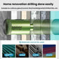 Green tile hole saw bit on a drill, with serrated diamond cutting edge