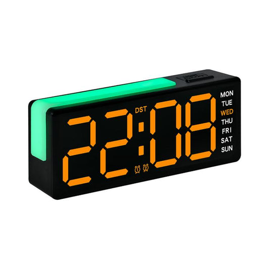 Digital Alarm Clock with RGB L-Shaped Night Light, Dual Alarms, Day/Date/Temperature Display, 3 Brightness Levels